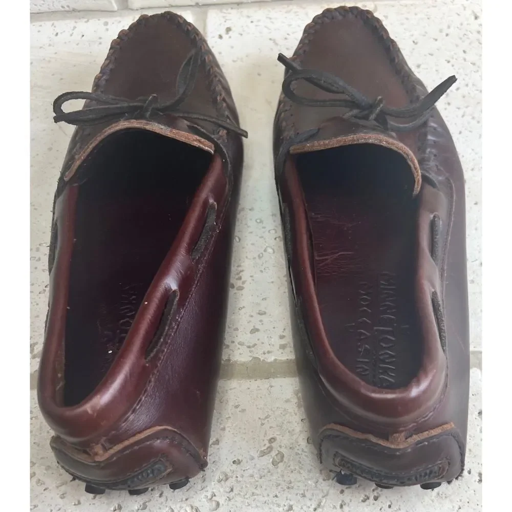 Minnetonka Moosehide Driver Slipper Loafer Moccassin 798 Chocolate Brown Sz 9